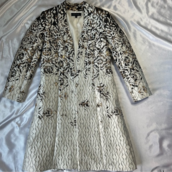 St. John Collection Metallic Pixelated Jacquard Topper Jacket and Dress Set 6 - Picture 7 of 15